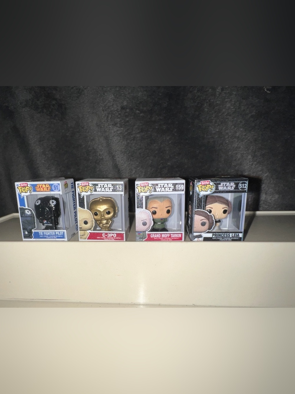 Funko Star Wars Bitty Pop Lot Of 4 Grand Moff Tarkin C-3PO Leia Fighter Pilot